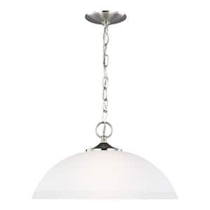 Geary 1-Light Brushed Nickel Hanging Pendant with Satin Etched Glass Shade