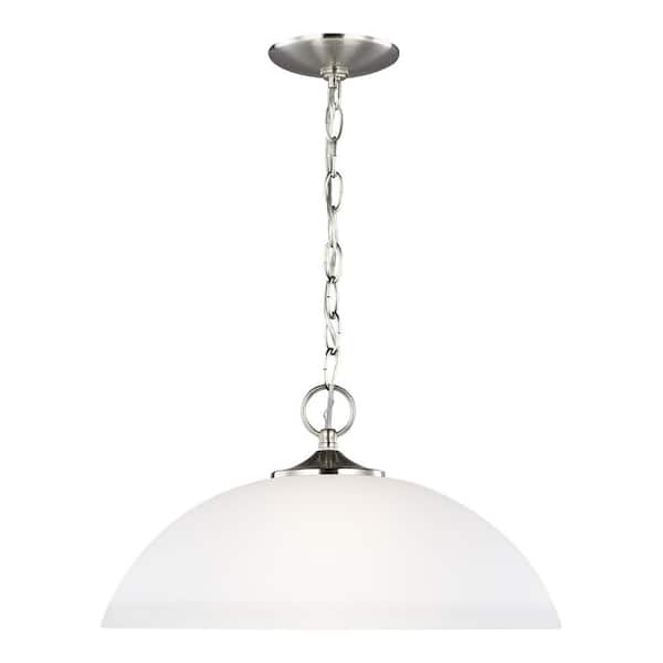 Generation Lighting Geary 1-Light Brushed Nickel Hanging Pendant with ...