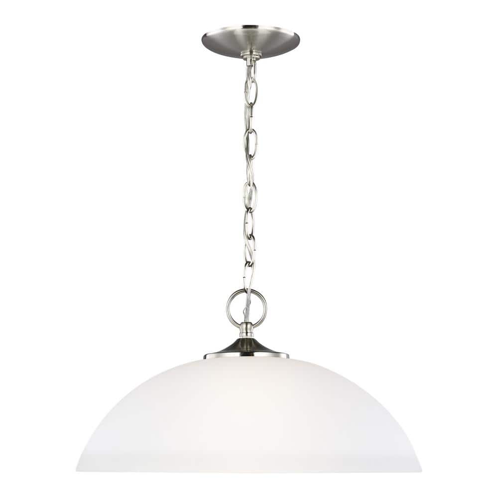 Nickel Etched Glass Dome Pendant Light with Bowl Shade