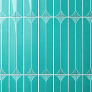 Colorwave Inflex Teal Green 4.43 in. x 17.62 in. Polished Crackled Ceramic Wall Tile (6.53 Sq. Ft./Case)
