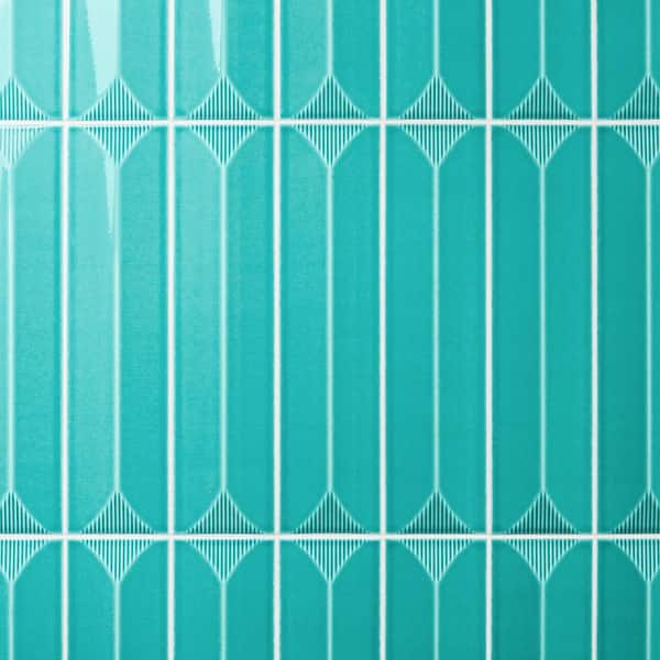Ivy Hill Tile Colorwave Inflex Teal Green 4.43 in. x 17.62 in. Polished Crackled Ceramic Wall Tile (6.53 Sq. Ft./Case)
