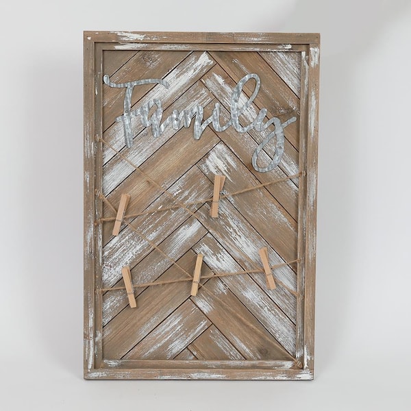 LuxenHome Wood Family Photos Plaque Home Accent