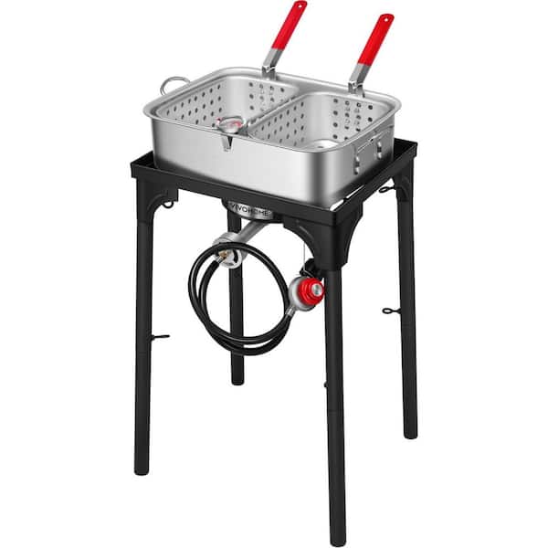 18 qt. Aluminum Double Deep Fryer with 2-Baskets