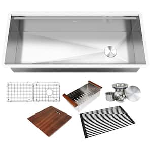 All-in-One Series Undermount Stainless Steel 42 in. Single Bowl Kitchen Sink in Brushed Finish with Accessories