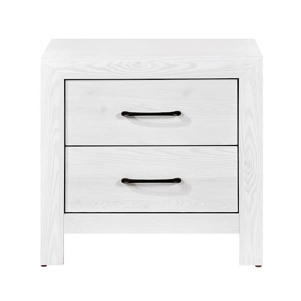Quinby White 2-Drawer 23.5 in. W Nightstand