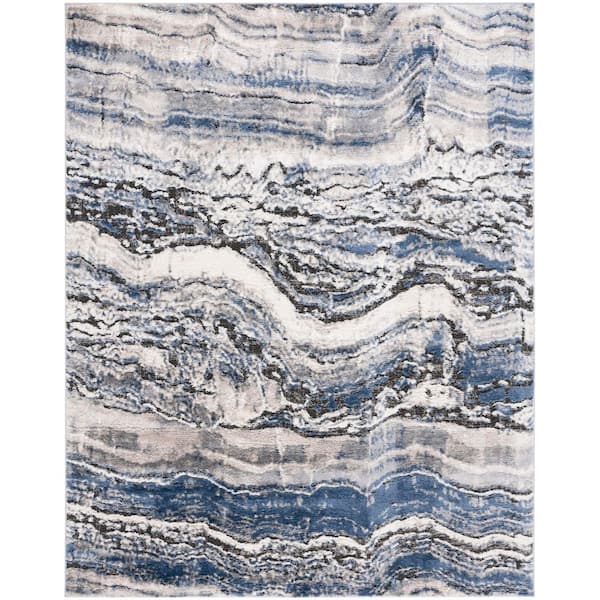 Petra 9 ft. x 12 ft. Light Beige/Blue Marble Area Rug
