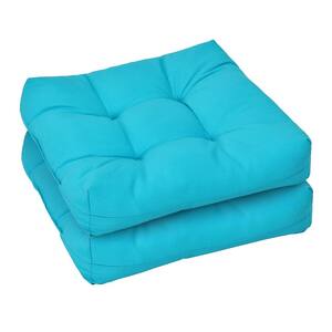 21 in. W x 21 in. H Indoor/Outdoor Patio Chair Seat Pad Geometric Cushion in Turquoise (2-Pieces)