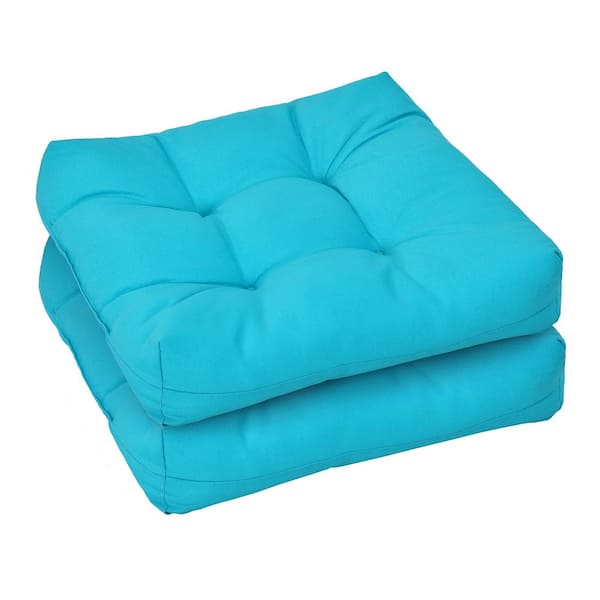 Costway 21 in. W x 21 in. H Indoor/Outdoor Patio Chair Seat Pad Geometric Cushion in Turquoise (2-Pieces)