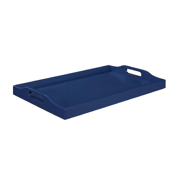 Convenience Concepts Designs2Go 13.75 in. W x 3.5 in. H x 22 in. D Rectangular Cobalt Blue Wood Serving Tray