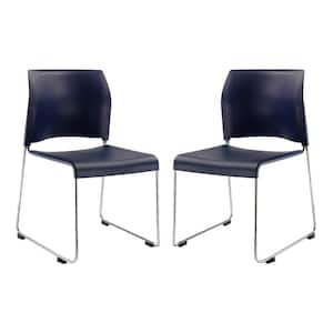 Navy Polypropylene Plastic Stack Chair (2-Pack)