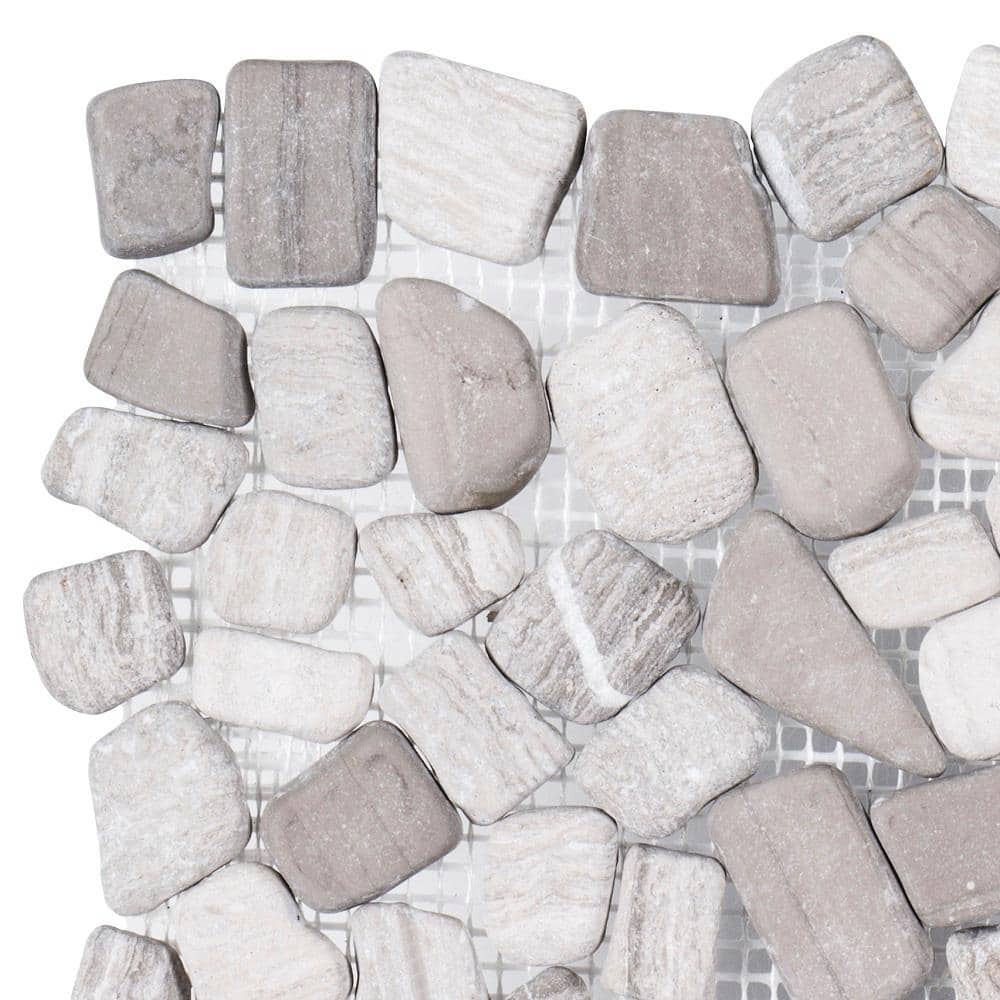 Jeffrey Court Take Home Tile Sample - Bailey Grey Pebble 4 in. x 5.5 in ...