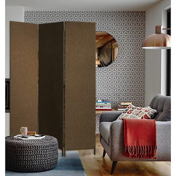 Unbranded SG-360 Brown Fabric Soho Screen 3-Panel Room Divider
