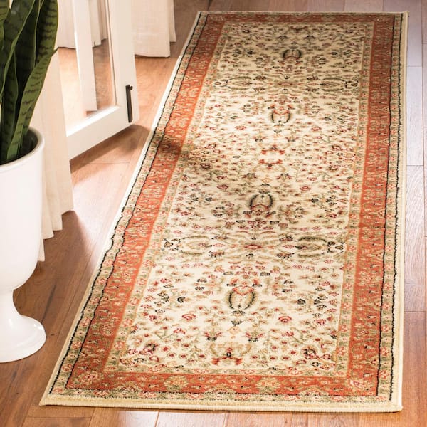 Lyndhurst Ivory/Rust 2 ft. x 8 ft. Border Antique Floral Runner Rug