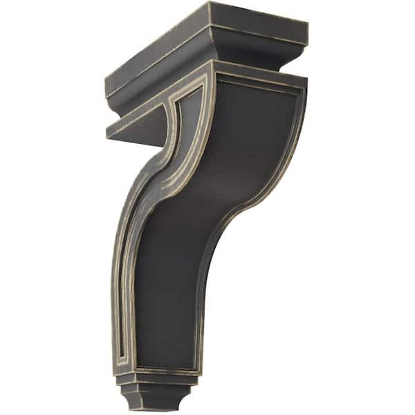 Ekena Millwork 4 in. x 13 in. x 8-1/2 in. Black Hollow Back Wood Vintage Decor Corbel