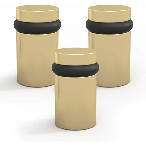 Floor Door Stopper Satin Brass-3 Pack Quickly Installed Wall Protector and Door Knobs-2 in.