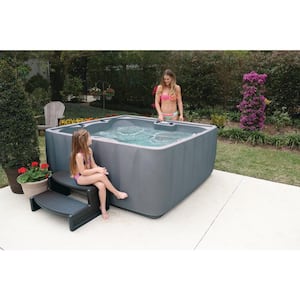 Premium 600 6-Person Plug and Play Hot Tub with 29 Stainless Jets, Heater, Ozone and LED Waterfall in Graystone