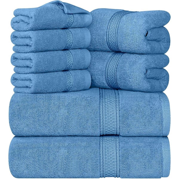 Premium 8 Piece Towel Set (Electric Blue); 2 Bath Towels, 2 Hand Towel
