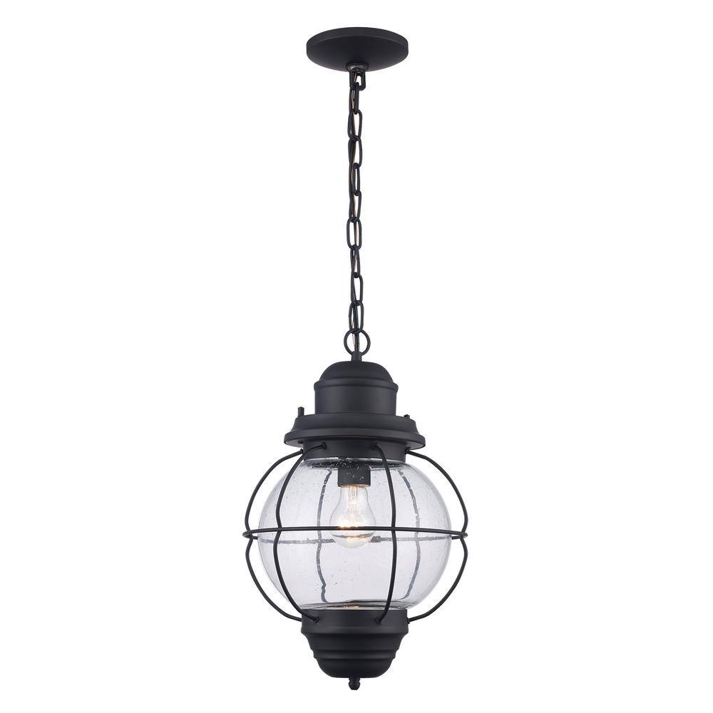 Black Seeded Glass Nautical Outdoor Hanging Lantern
