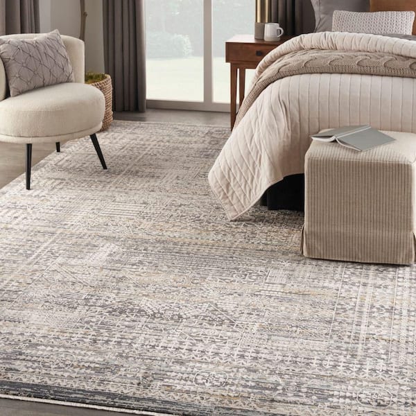 Lynx Ivory Slate 10 ft. x 14 ft. All-over design Transitional Area Rug