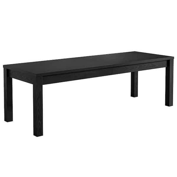 Black Solid Wood 78.7 in. Rectangle 4-Legs Base Dining Table Seats 6 for Home, Dining Room