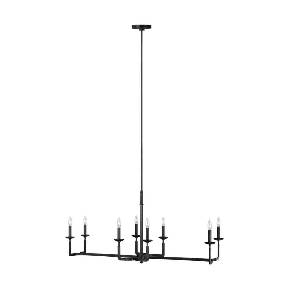 Aged Iron and Crystal 8-Light Candelabra Chandelier