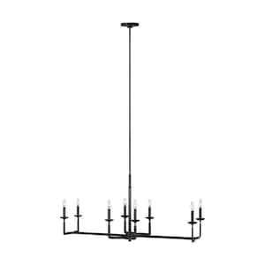 Ansley 8-Light Aged Iron Modern Contemporary Rustic Linear Hanging Candlestick Island Chandelier
