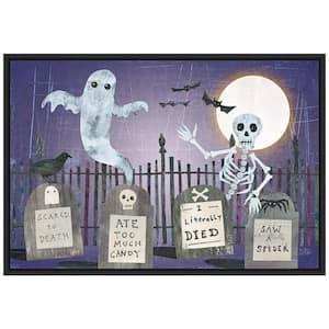 16 in. x 23.25 in. Gravetown V Framed Halloween Holiday Canvas Wall Art