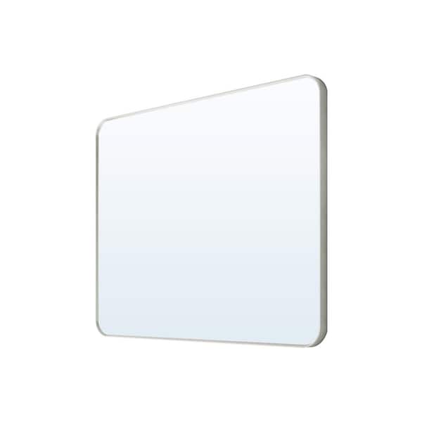 40 in. W x 32 in. H Rectangular Framed Wall Bathroom Vanity Mirror in Brushed Nickel