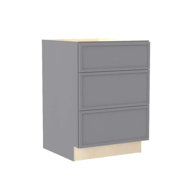 Franklin 24 in. W x 24 in. D x 34.5 in. H Assembled Plywood Drawer Base Kitchen Cabinet in Veiled Gray with Soft Close