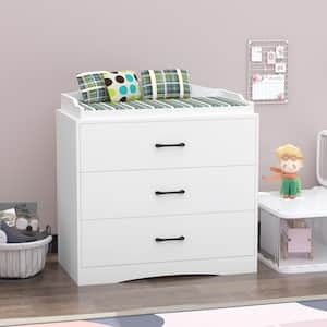 3-Drawer White Wooden Chest of Drawers Storage Dresser Storage Organizer Freestanding Cabinet 35.4 in. W x 35.4 in. H