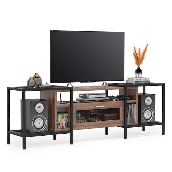 Industrial Walnut Tv Stand, Tv Stand With Storage Cubes
