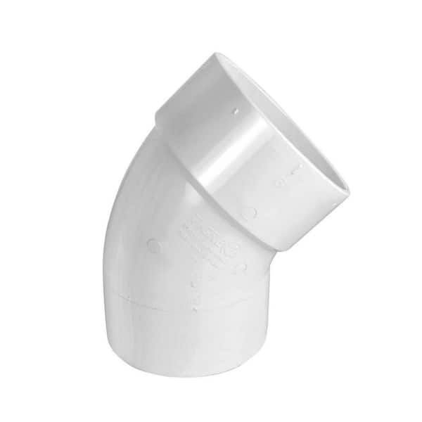 1-1/2 in. White Rigid PVC DWV 1/8 Bend 45° Street Elbow, 0.23 ft. Long, Hub x Spigot, Schedule 40 (100 Pack)