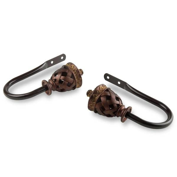 Rod Desyne Arielle Decorative Cocoa Steel Hook Curtain Holdback (Set of 2)