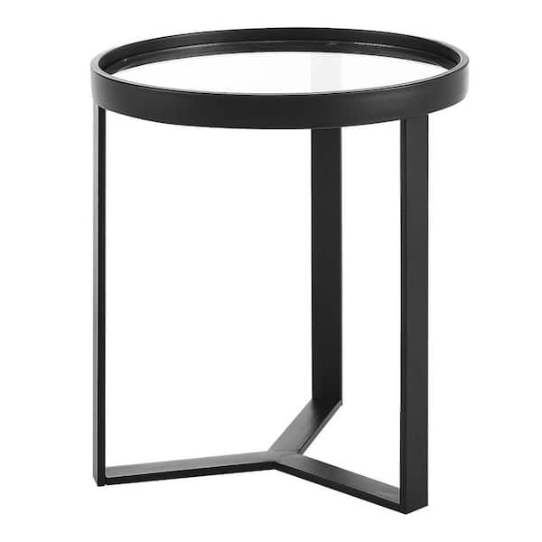 MODWAY Relay Side Table EEI-6152 17.5 in. L x 17.5 in. W x 19.5 in. H Round Glass Top