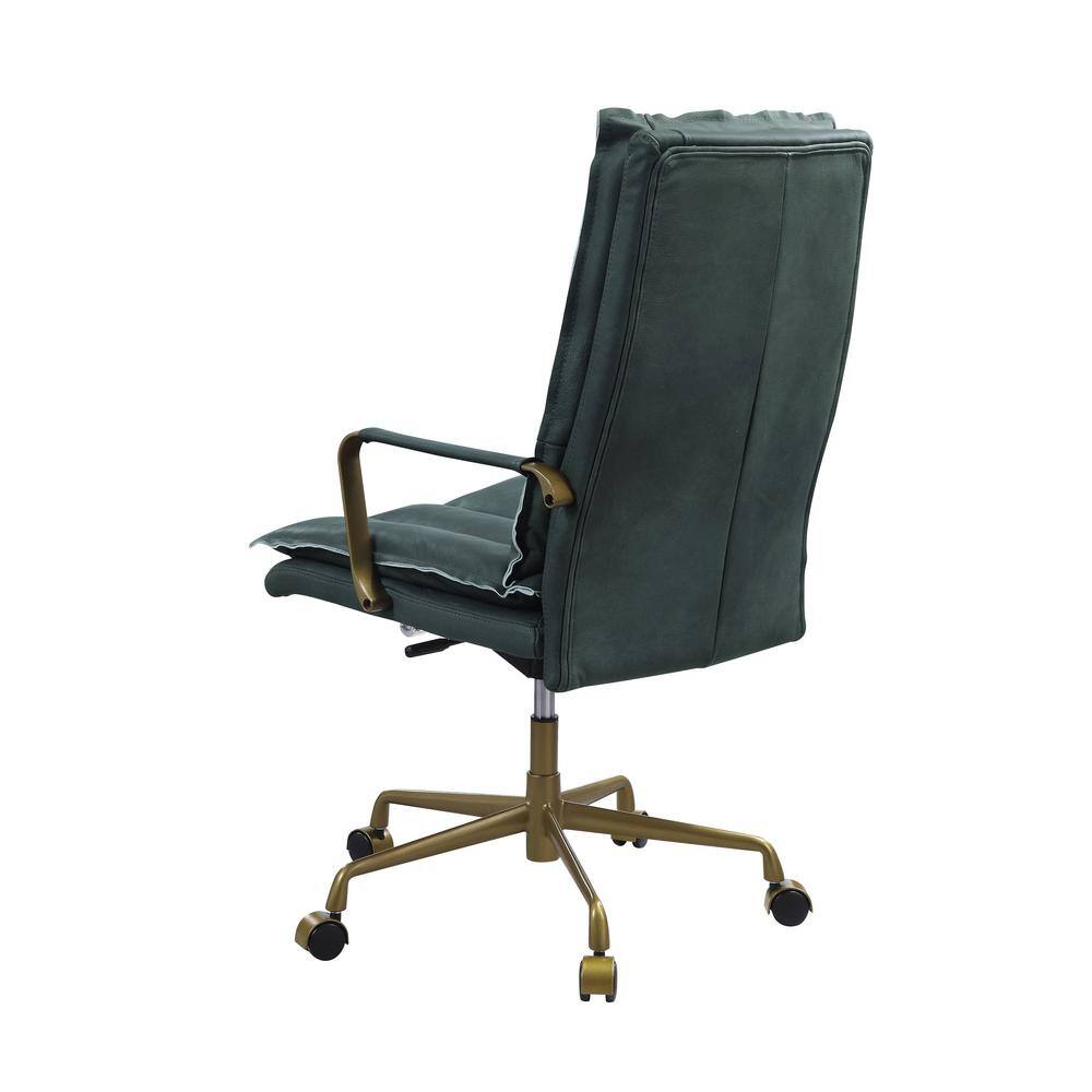 Luxurious Dark Green Top Grain Leather Executive Swivel Chair