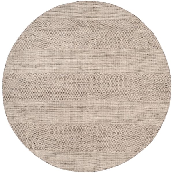 SAFAVIEH Montauk Ivory/Steel Gray 6 ft. x 6 ft. Round Geometric Area Rug