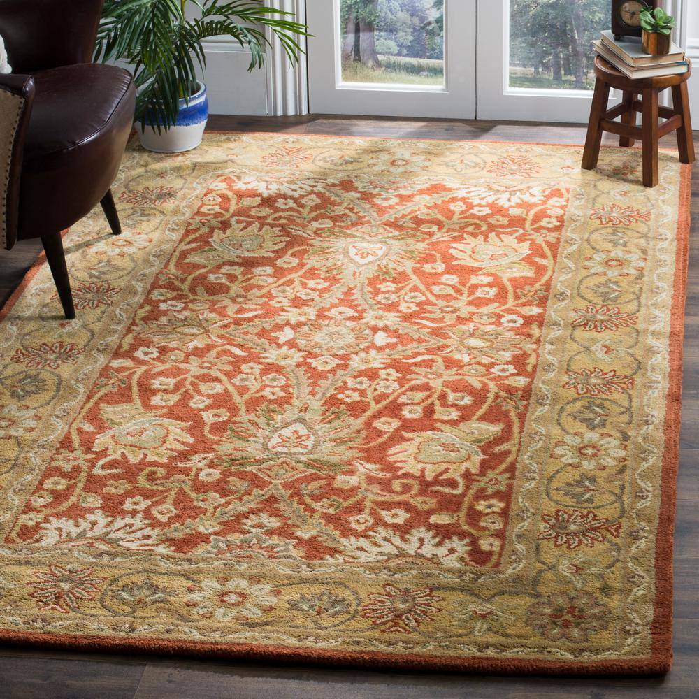 Heirloom Rust & Gold Tufted Wool 6x9 Area Rug