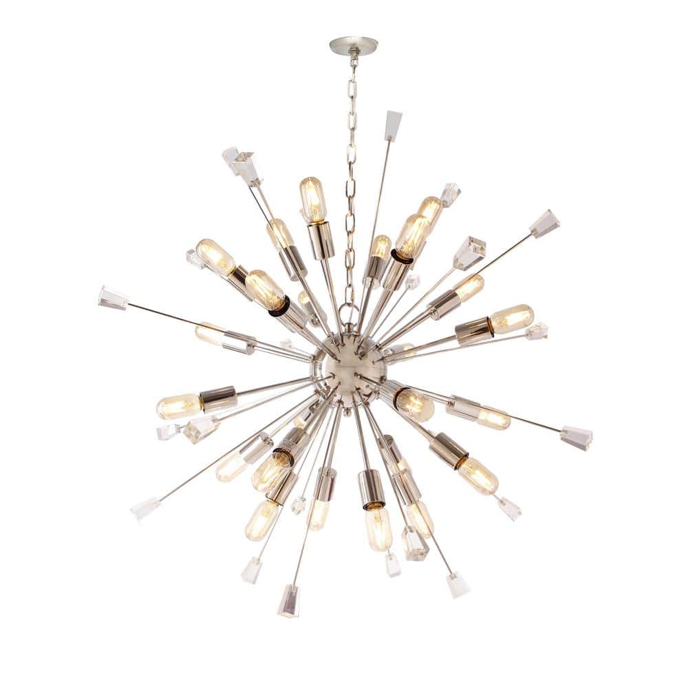 24-Light Nickel Sputnik Chandelier with no Bulbs Included