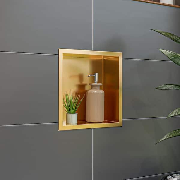 Brass Shampoo Holder Mounted Glass Cabinet Stainless Shampoo