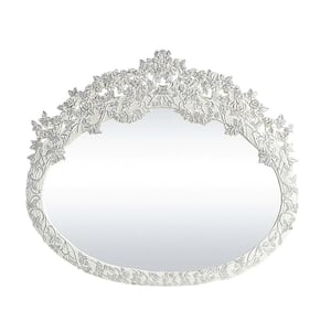 Vanaheim 58 in. x 3 in. Classic Round Framed Antique White Finish Decorative Mirror