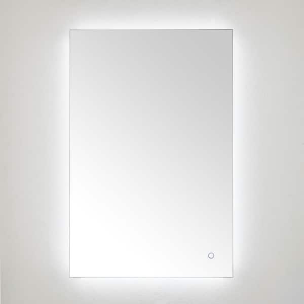 SAFAVIEH Jed 24 in. W x 36 in. H Aluminum Rectangle Modern Silver LED Solid Frame Wall Mirror