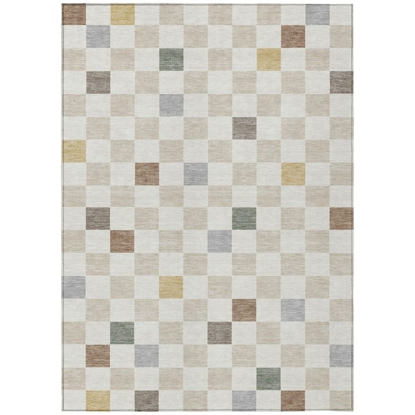 Chantille Machine Washable Indoor/Outdoor Abstract ACN2656 Linen 8 ft. x 10 ft. Area Rug
