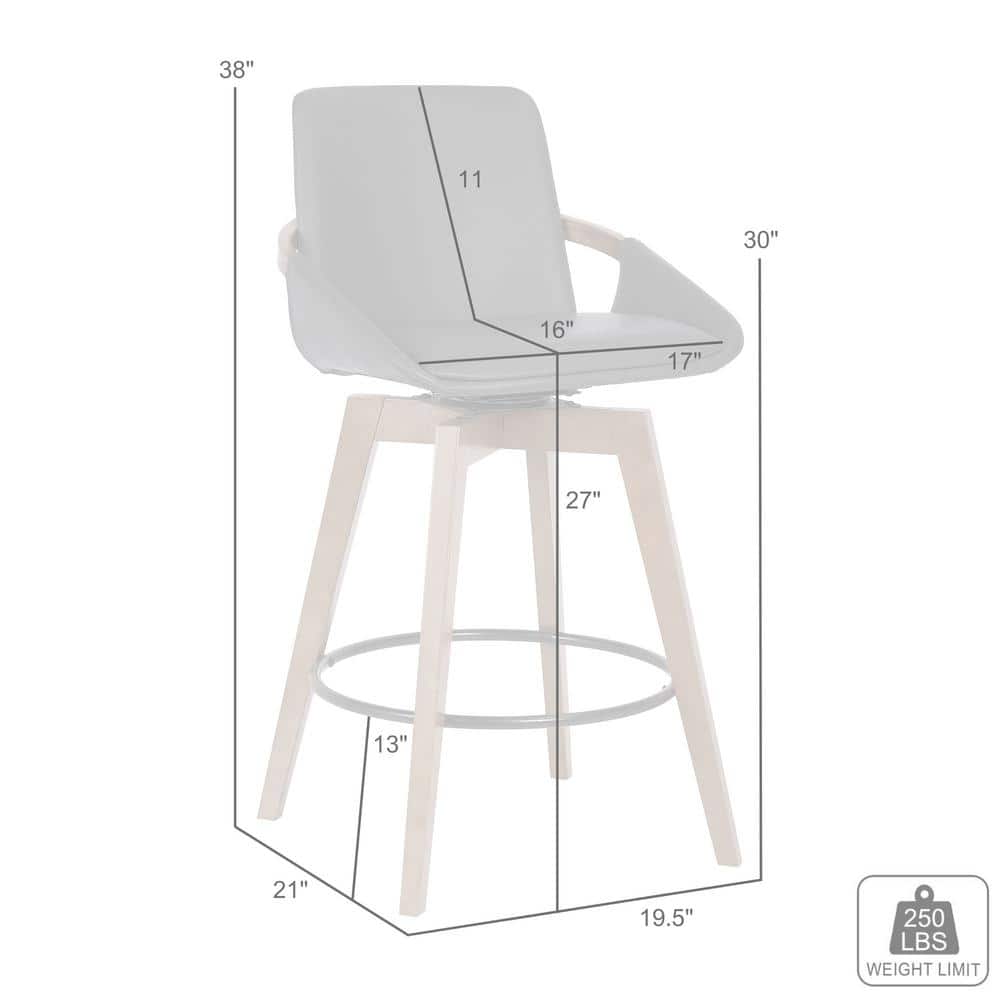 26" Gray Faux Leather and Black Wood Swivel Bar Stool