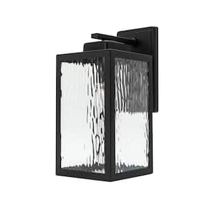 5.9 in. 1-Light Black Anti-Rust Waterproof Wall Sconce with Clear Glass Shade, No Bulbs Included