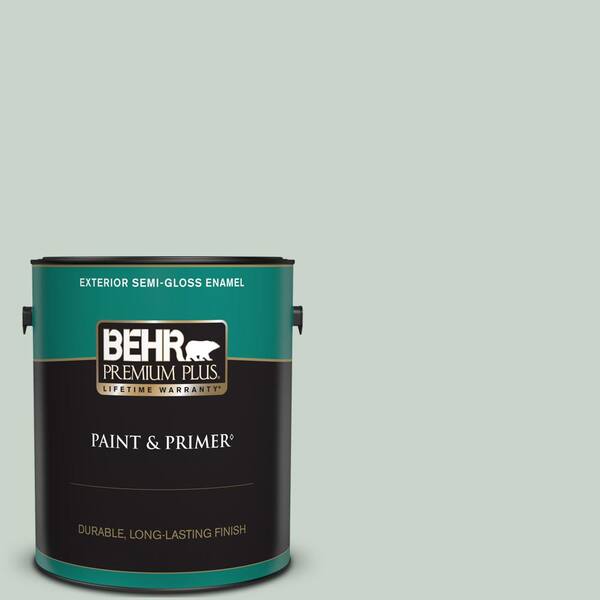 BEHR PREMIUM PLUS 1 gal. #460E-2 Valley Mist Semi-Gloss Enamel Exterior Paint & Primer