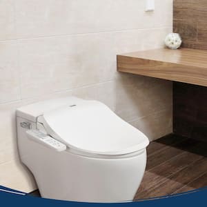 Slim ONE Electric Smart Bidet Seat for Round Toilets in White with Side-Panel Control and Nightlight