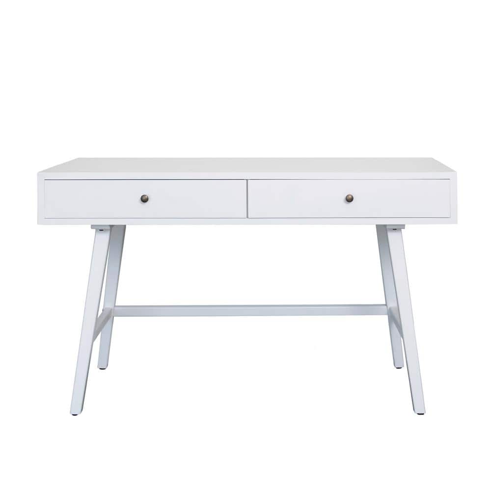 DEVON & CLAIRE Finn 52 in. Wide White Rectangle Wood Writing Desk
