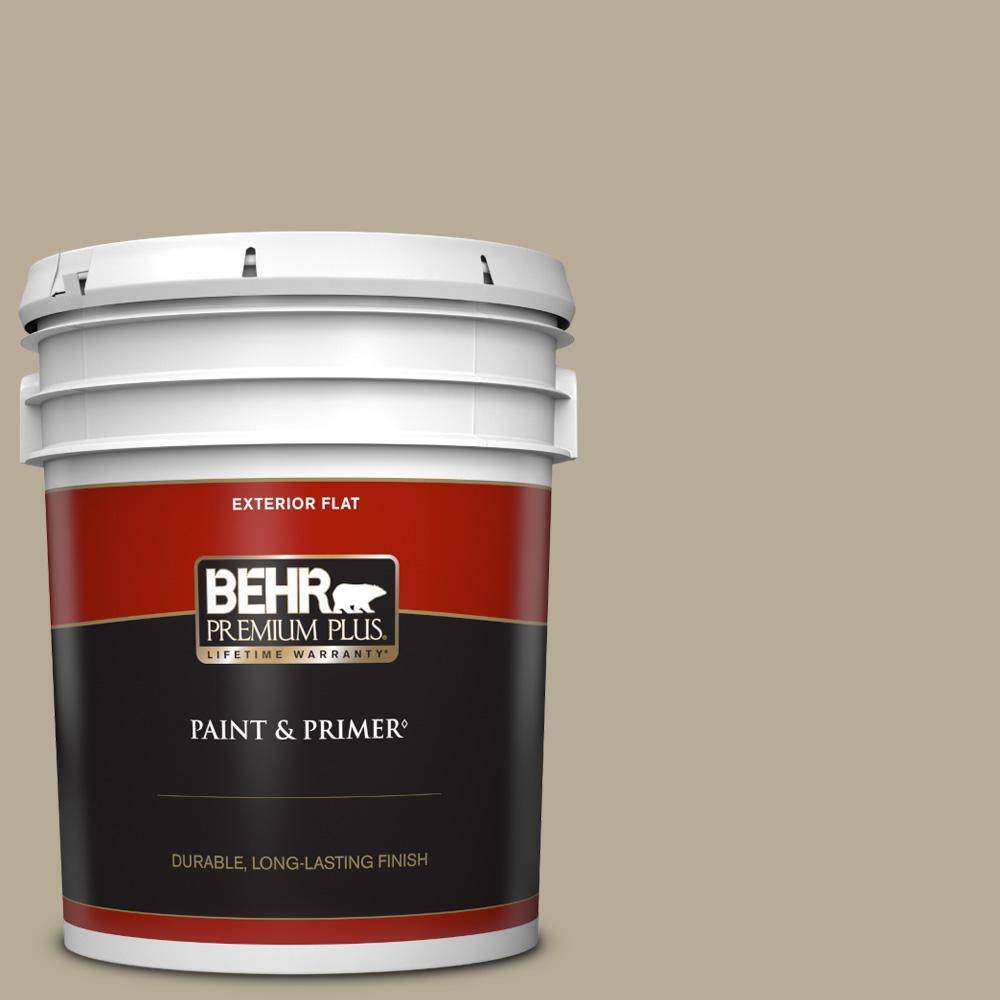BEHR PREMIUM PLUS 5 gal. N3104 Desert Khaki Flat Exterior Paint