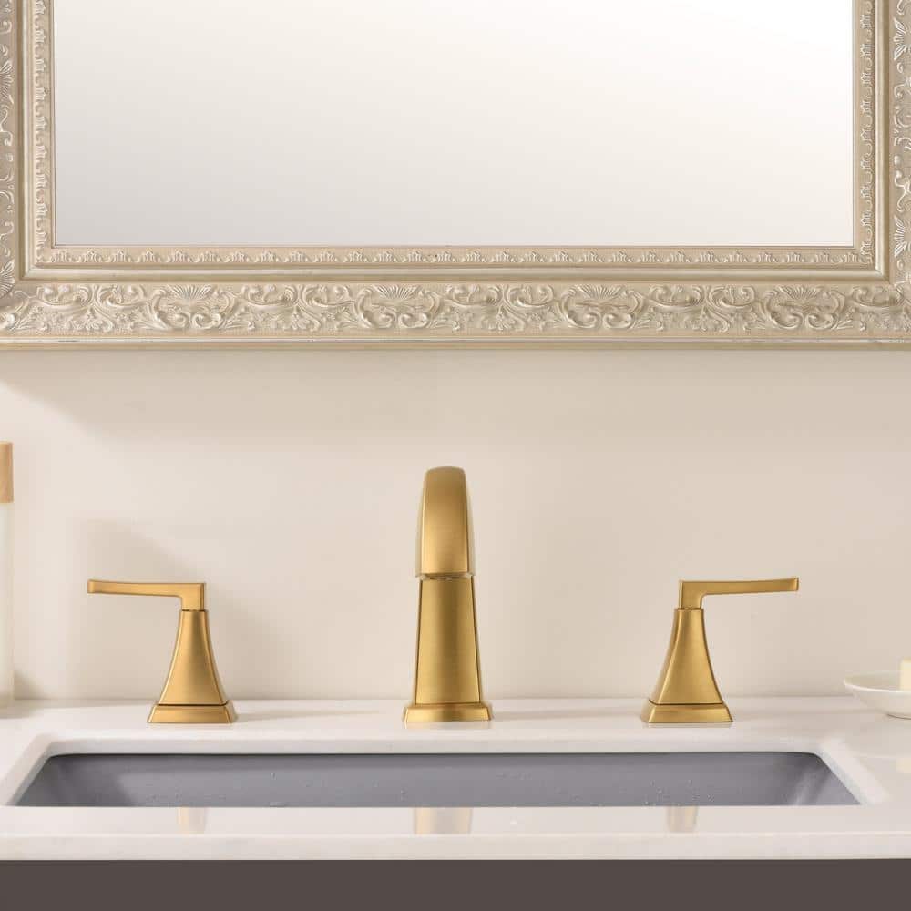 Brushed Gold Stainless Steel 2-Handle Bathroom Faucet with Drain Assembly