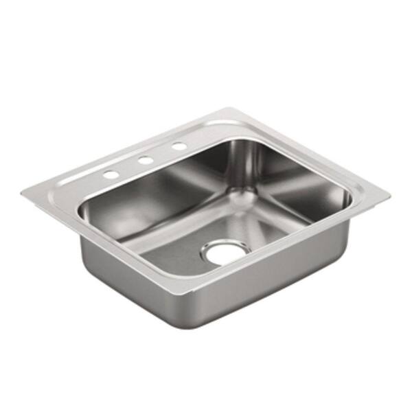 MOEN 2000 Series Drop-in Stainless Steel 25 in. 3-Hole Single Bowl Kitchen Sink